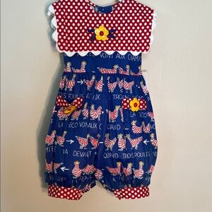C.I. Castro Red and White Polka Dot Children's French Nursery rhyme Romper